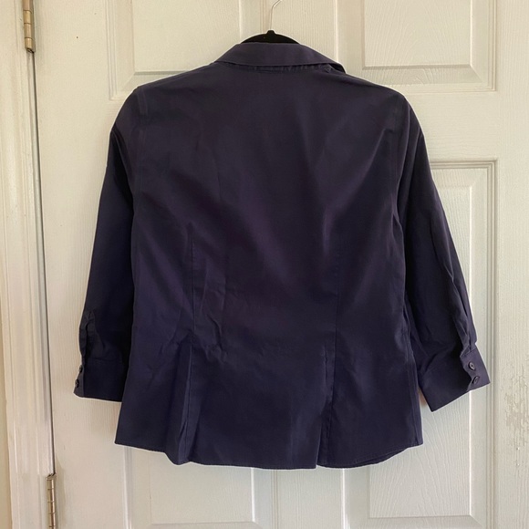Anne Klein Blue Button Up Cotton Shirt - Picture 2 of 5